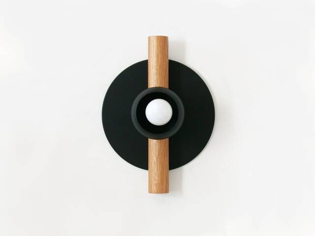 Black & White Oak Sconce Light Modern Flush Mount Fixture Vanity Kitchen Living Room - image 1