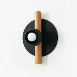 Black & White Oak Sconce Light Modern Flush Mount Fixture Vanity Kitchen Living Room - thumbnail 2