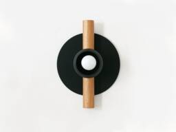 Black & White Oak Sconce Light Modern Flush Mount Fixture Vanity Kitchen Living Room - thumbnail 1