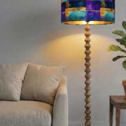 Handmade By Order Luxury Purple Teal Black Abstract Pattern On Velvet Drum Lamp Shade Pendant Light All Shapes & Sizes Available - thumbnail 2