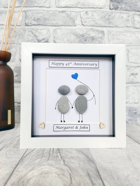 45Th Wedding Anniversary Gifts, Sapphire Anniversary, Personalised Gift, Pebble Art, Forty Five Handmade - image 1
