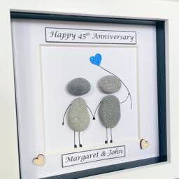45Th Wedding Anniversary Gifts, Sapphire Anniversary, Personalised Gift, Pebble Art, Forty Five Handmade - thumbnail 3