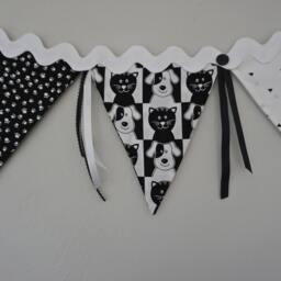 Dogs & Cats Fabric Bunting, Pet Photo Prop, Black White Banner - thumbnail 2