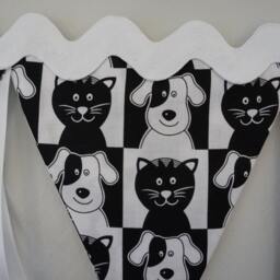 Dogs & Cats Fabric Bunting, Pet Photo Prop, Black White Banner - thumbnail 3