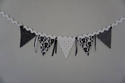 Dogs & Cats Fabric Bunting, Pet Photo Prop, Black White Banner - thumbnail 1