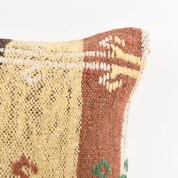 Vintage Turkish Kilim Pillow Cover 16'' Handwoven Wool Throw - thumbnail 2