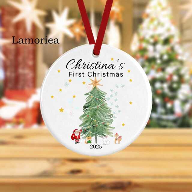 Personalised Baby's First Christmas Bauble, Baby Decoration Ornament, Keepsake Bauble Gift Ceramic Ornament - image 1