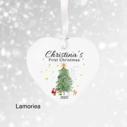 Personalised Baby's First Christmas Bauble, Baby Decoration Ornament, Keepsake Bauble Gift Ceramic Ornament - thumbnail 3
