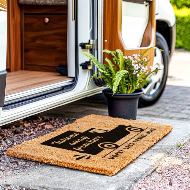 Custom Take Me Away Campervan Rv Doormat - Worry Less Travel More Dad Personalized Camper Funny Camping Door Mat Gift - image 1