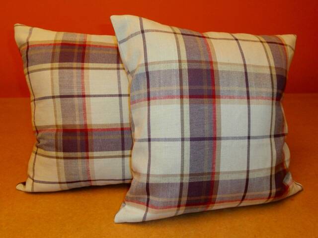 One Handmade Reversible Cushion Cover in Laura Ashley Highland Check Grape Fabric