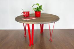 Coffee Table Legs, Metal End Steel Round Red Gloss Color