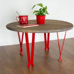Coffee Table Legs, Metal End Steel Round Red Gloss Color - thumbnail 3