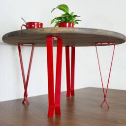 Coffee Table Legs, Metal End Steel Round Red Gloss Color - thumbnail 2
