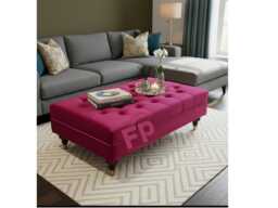 Fuschia Large Deep Cushioned Handmade Chesterfield Footstool Coffee Table