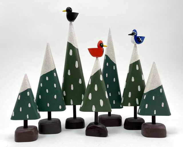 Instant Winter Tree Forest - Christmas Putz Tiny Build A Woodland Scene Pine Trees Folk Art Decoration - image 1
