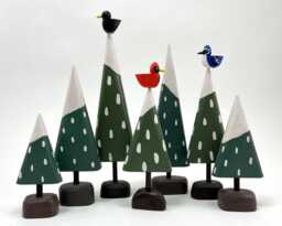 Instant Winter Tree Forest - Christmas Putz Tiny Build A Woodland Scene Pine Trees Folk Art Decoration - thumbnail 1