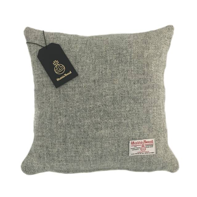 Harris Tweed Cushion Cover - Double Sided With Concealed Ykk Zip Harbour Grey 100% Wool Light Grey, Pale - image 1
