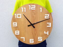 Large Wall Clock, Rustic Oak Natural Digit_Wood, White Numbers Gloss, Wood Wood Clock 19