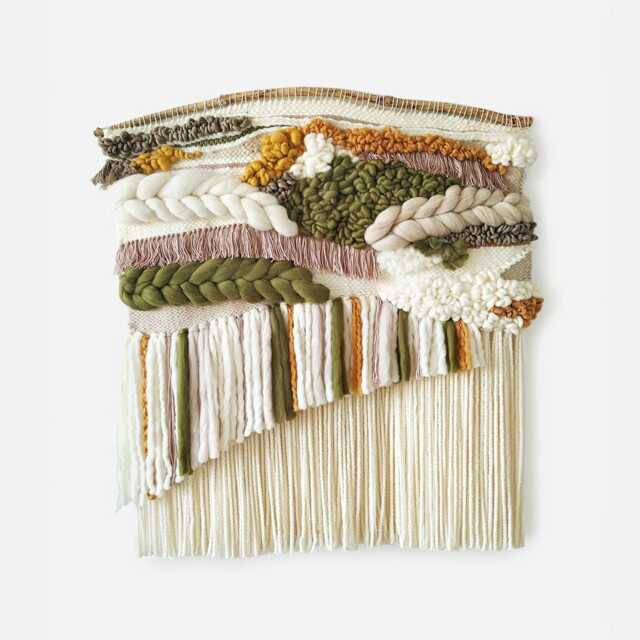 Large Olive Green & Dusty Pink Woven Wall Hanging, Colorful Above The Bed Tapestry, Boho Abstract Weave Hanging For Modern Interior - image 1