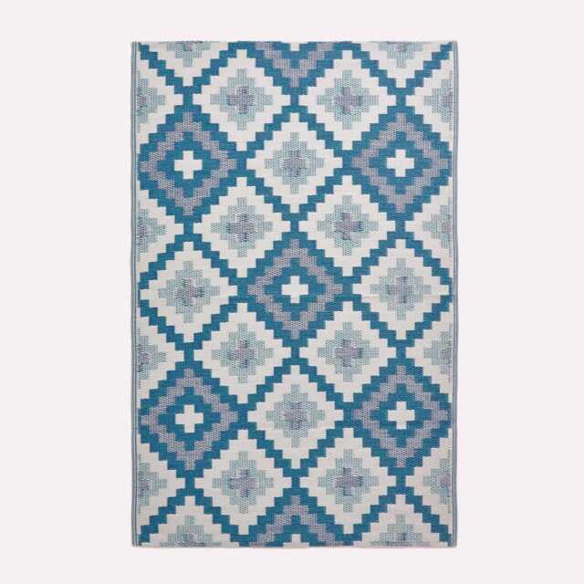 Mia Blue Aztec Outdoor Rug Recycled Plastic Garden Patio Mat Weatherproof - image 1