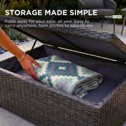 Mia Blue Aztec Outdoor Rug Recycled Plastic Garden Patio Mat Weatherproof - thumbnail 3