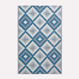 Mia Blue Aztec Outdoor Rug Recycled Plastic Garden Patio Mat Weatherproof - thumbnail 1