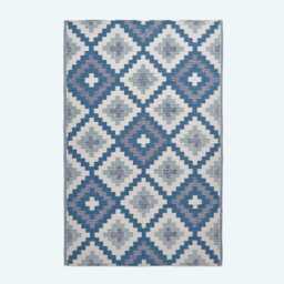 Mia Blue Aztec Outdoor Rug Recycled Plastic Garden Patio Mat Weatherproof - thumbnail 2