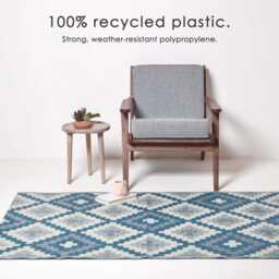 Mia Blue Aztec Outdoor Rug Recycled Plastic Garden Patio Mat Weatherproof - thumbnail 3