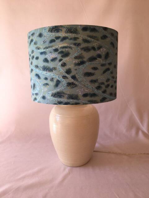 Lampshade 30cm Wide 21cm High - Handmade With Hand Silk Screen Printed Japanese Chiyogami Paper - image 1