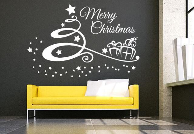 Wall Decals Merry Christmas Tree Star Gifts Decoration Decal Vinyl Sticker Bedroom Home Decor Art Murals Ms677 - image 1