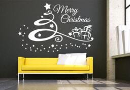 Wall Decals Merry Christmas Tree Star Gifts Decoration Decal Vinyl Sticker Bedroom Home Decor Art Murals Ms677 - thumbnail 1