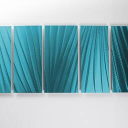 Large Turquoise Metal Wall Art Modern Nautical Sculpture - 66x24 - thumbnail 3