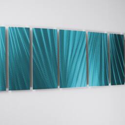Large Turquoise Metal Wall Art Modern Nautical Sculpture - 66x24 - thumbnail 2