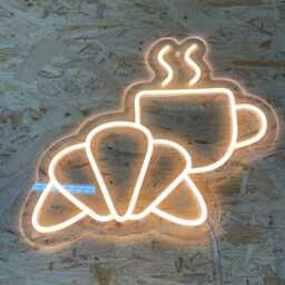 Croissant Coffee Led Neon Sign - Food Neon Sign, Croissant Neon, Wall Decor, Sign, Sign Cafe Girl, Drink Fast - thumbnail 1