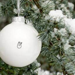 Big Christmas Bauble With Snowman, White Deroration, Minimalist Holiday Decor - thumbnail 3