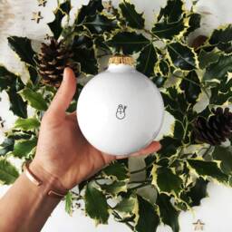 Big Christmas Bauble With Snowman, White Deroration, Minimalist Holiday Decor - thumbnail 2