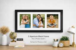 Multi Photo Picture Frame Black Veneer, Holds Three 4x6 Photos - thumbnail 1