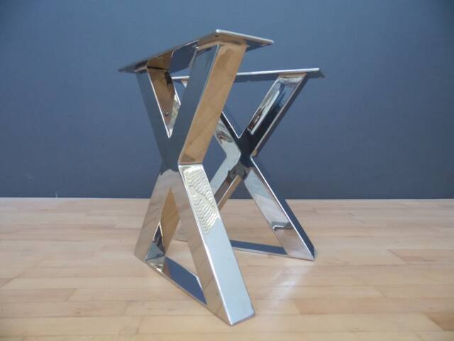 Stainless Steel X-Frame Coffee Table Legs, Chrome Bench Set Of 2 - image 1
