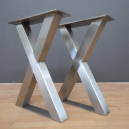 Stainless Steel X-Frame Coffee Table Legs, Chrome Bench Set Of 2 - thumbnail 2