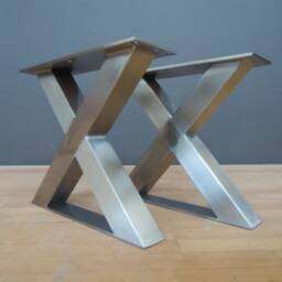 Stainless Steel X-Frame Coffee Table Legs, Chrome Bench Set Of 2 - thumbnail 3