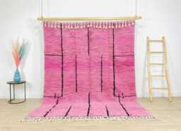 Pink Black Abstract Shag Rug, Berber Modern Moroccan Carpet, Hand Tufted Area Boho Living Room Decor