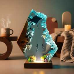 Handmade Ocean Diver Resin Lamp, Underwater Aquarium Night Light - thumbnail 3