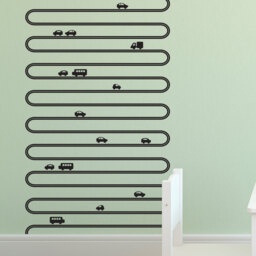 Roads & Cars Simple Geometric Cartoon Kids Room - Wall Decal Custom Vinyl Art Stickers - thumbnail 1