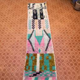 Multicolored Berber Hallway Runner Rug Handwoven Wool Boujaad Rug - 2.3 X 9.3 Ft - thumbnail 3