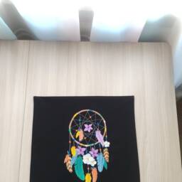 "Black Linen Pillowcase With Embroidery ""Dream Catcher" - thumbnail 3