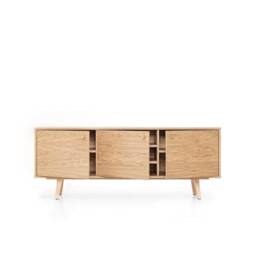 "Scandinavian Oak Sideboard, Tv Cabinet, Veneer 3 Doors, ""Primula" - thumbnail 3