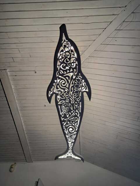 Handcrafted Unique Dolphin Ceiling Chandelier in Maori Surf Style - image 1