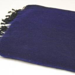Handwoven Yak Wool Blend Blanket Large Navy Travel Shawl - thumbnail 2