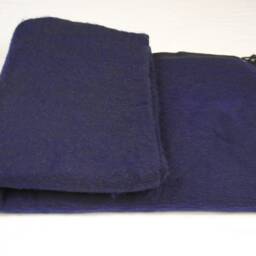 Handwoven Yak Wool Blend Blanket Large Navy Travel Shawl - thumbnail 4