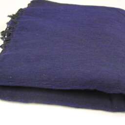 Handwoven Yak Wool Blend Blanket Large Navy Travel Shawl - thumbnail 3